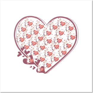 Cat Love Heart Cute Valentines Day Posters and Art